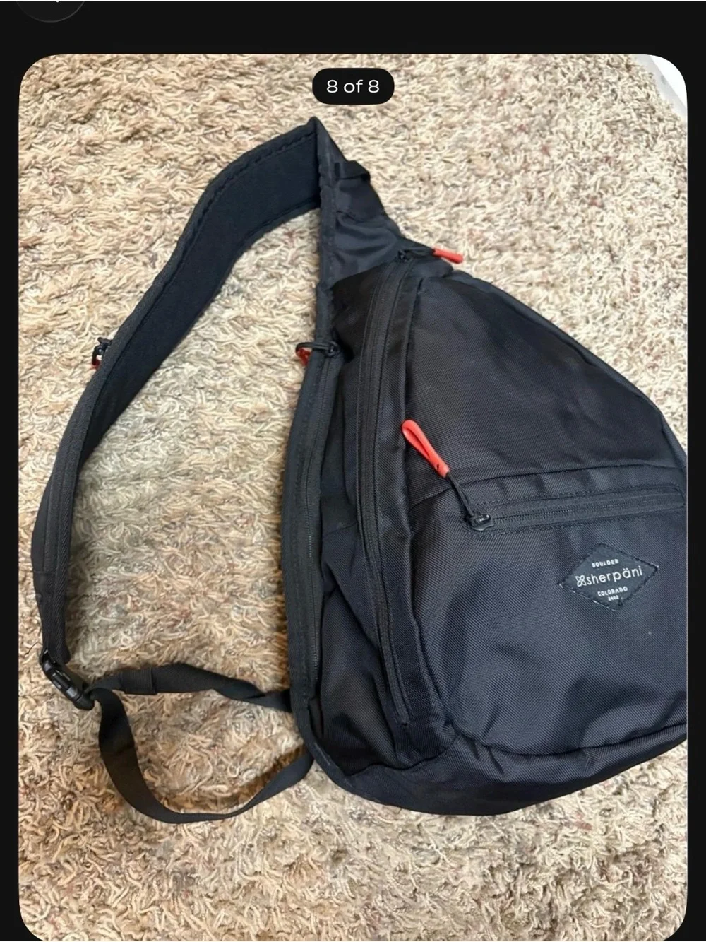 Sherpani Black Sling Bag with Red Accents